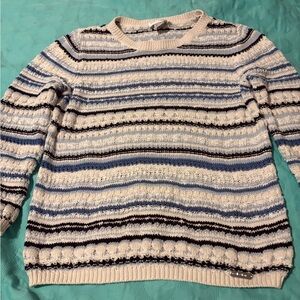 Collection B Striped Sweater in Blue and Cream